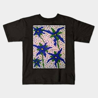 Polka Dots and Blue Flowers Kids T-Shirt